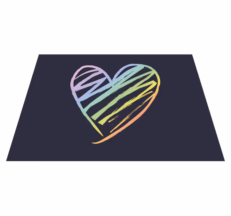 Tapis vinyle ado coeur arc-en-ciel - TenStickers