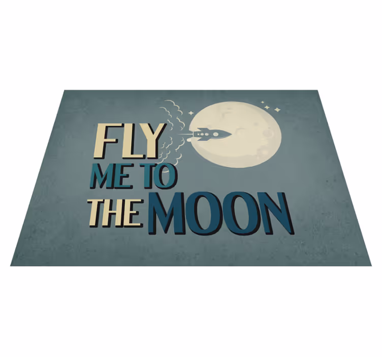 Tapis vinyle minimaliste fusée vers la lune - TenStickers