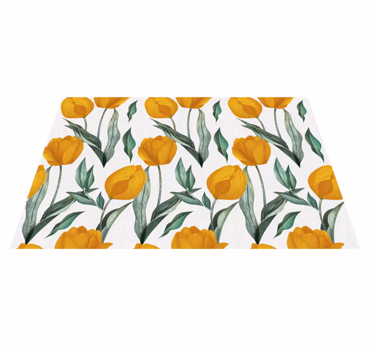 Tapis vinyle fleurs et plantes tulipes jaune vif - TenStickers