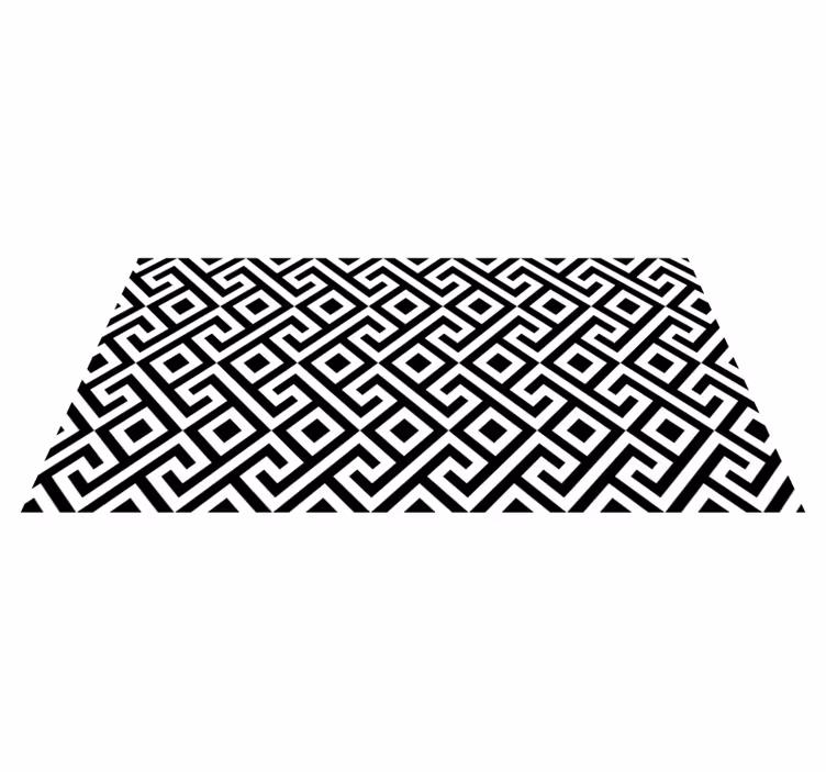 Tapis vinyle salon vinylee géométrique complexe noir et blanc - TenStickers