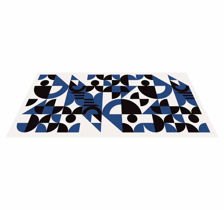 Tapis vinyle salon Design urbain puzzle bleu et noir - TenStickers