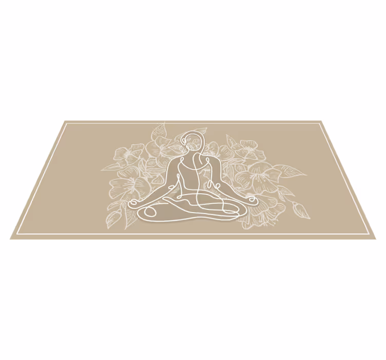 Tapis vinyle nature silhouette florale méditative - TenStickers