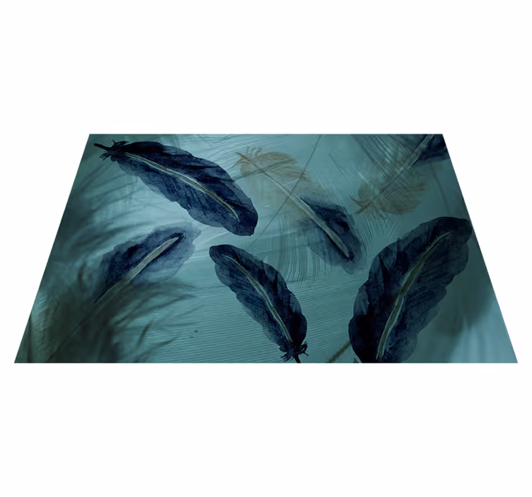 Tapis vinyle chambre Ligne de plumes aquarelle esthétique - TenStickers
