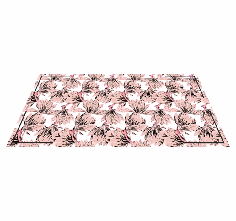 Tapis vinyle fleurs et plantes motif fleurs roses - TenStickers