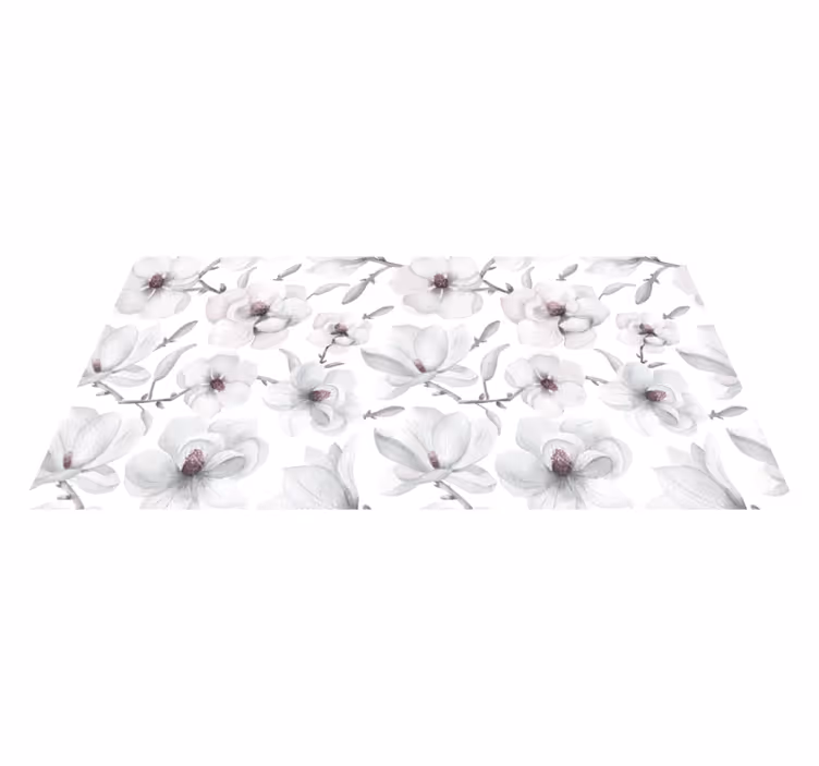 Tapis vinyle salon Branche élégante avec magnolia - TenStickers