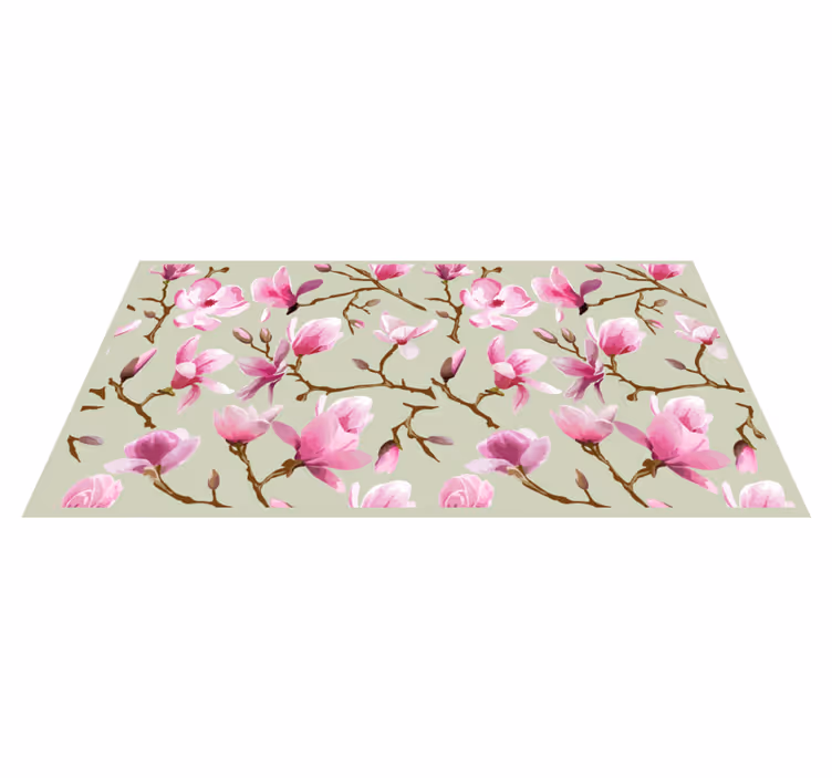 Tapis vinyle fleurs et plantes magnolia rose - TenStickers