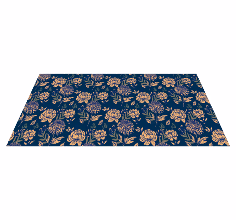 Tapis vinyle retro Bleu et jaune provincial français - TenStickers