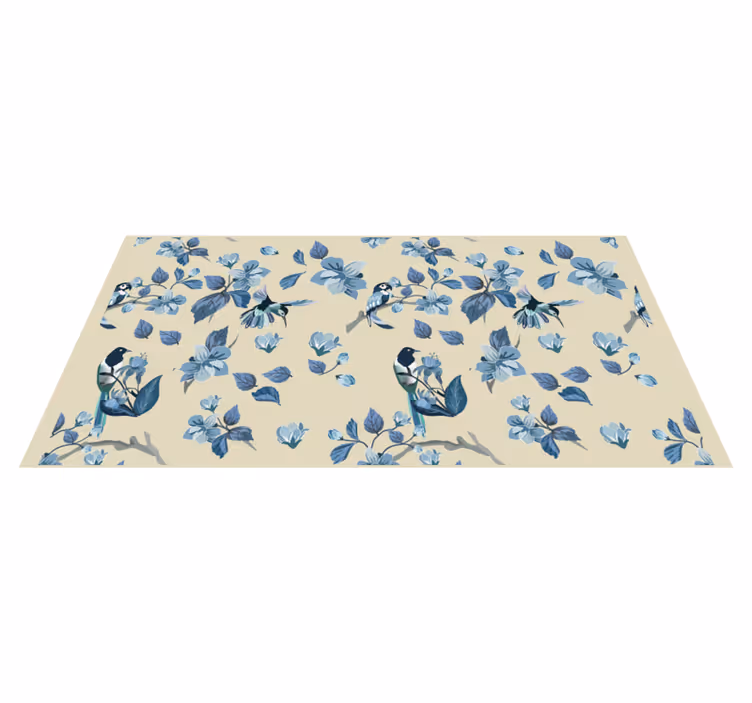 Tapis vinyle fleurs et plantes accents floraux bleus - TenStickers