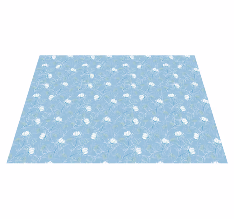 Tapis vinyle bleu motif de feuille botanique - TenStickers