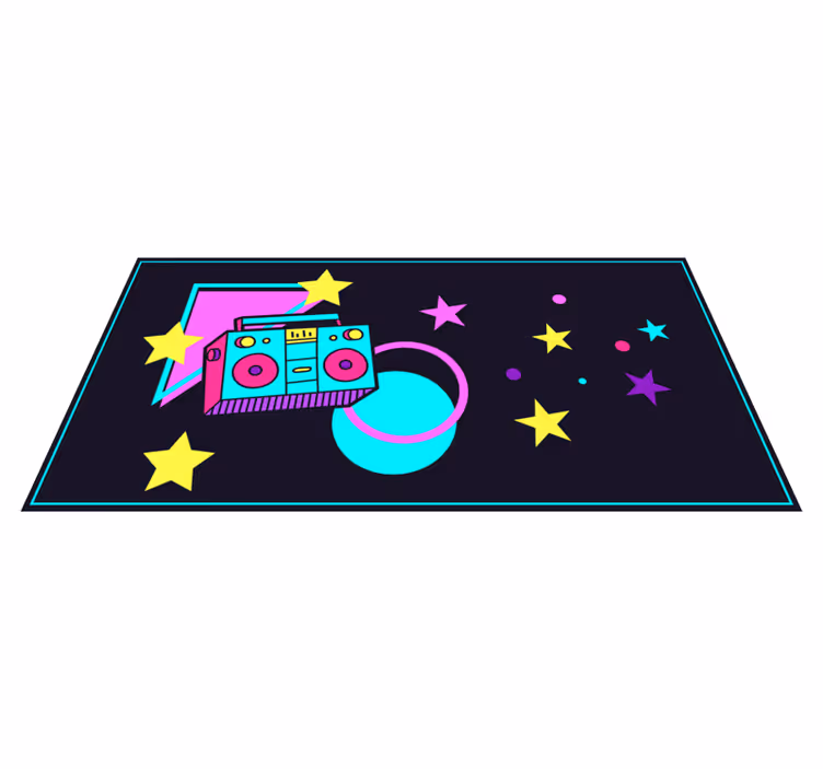 Tapis vinyle vintage graphique de boombox coloré - TenStickers