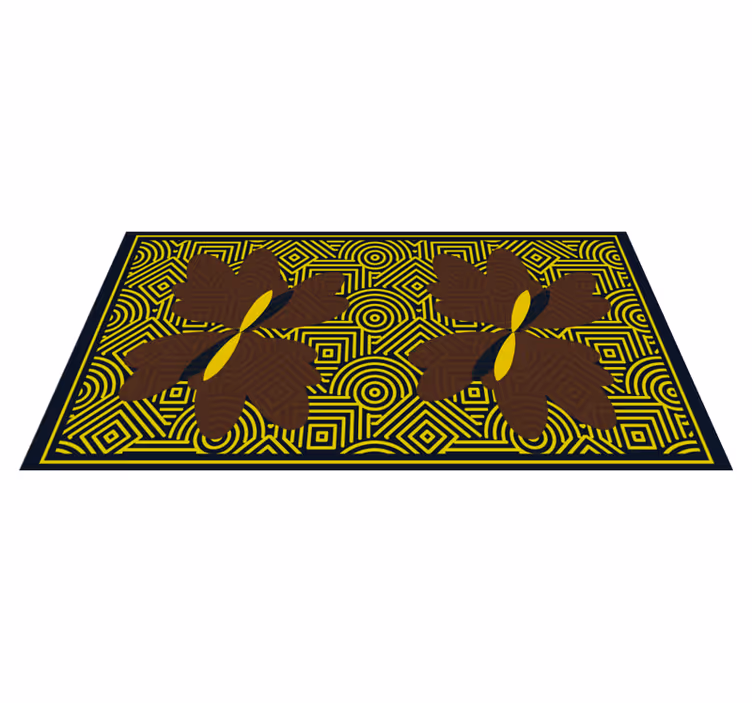 Tapis vinyle géométrique contraste floral - TenStickers