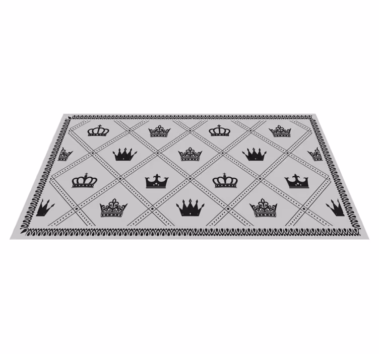 Tapis vinyle gris motif de couronne monochrome - TenStickers