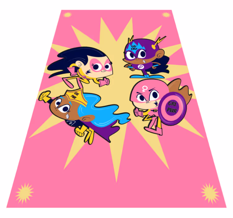 Tapis vinyle pour enfants personnages de super-héros colorés - TenStickers