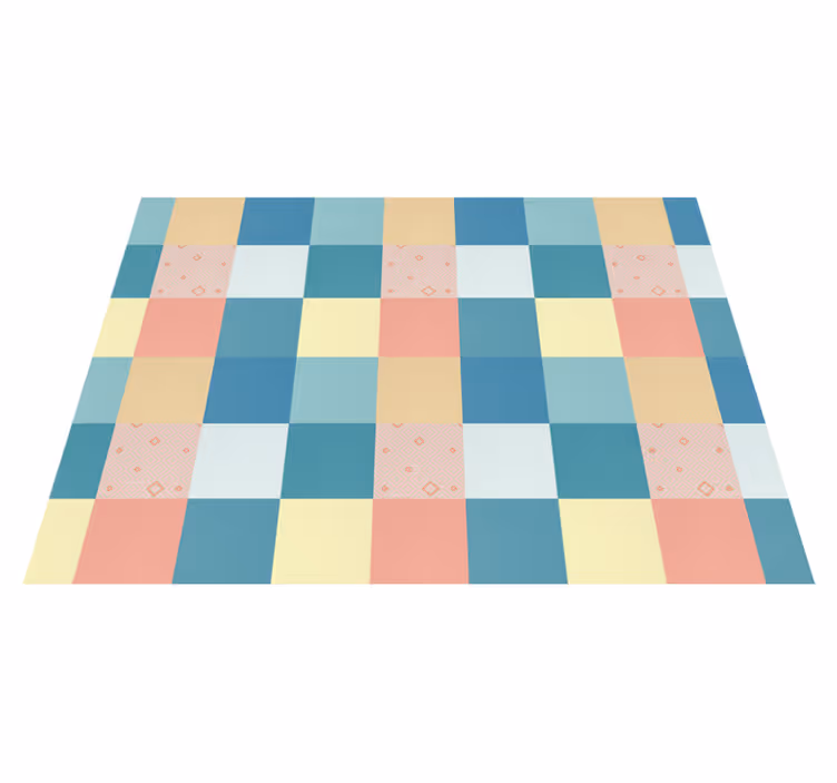 Tapis vinyle géométrique damier pastel géométrique - TenStickers