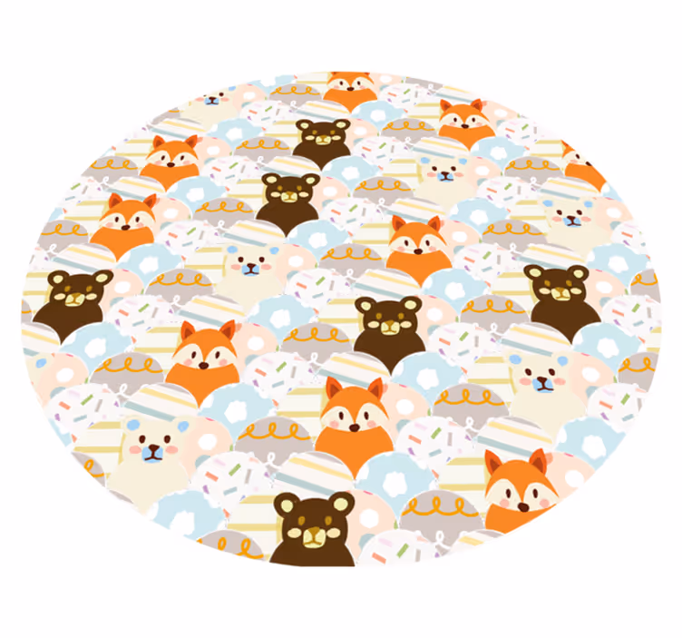 Tapis vinyle design patchwork ours et renard - TenStickers