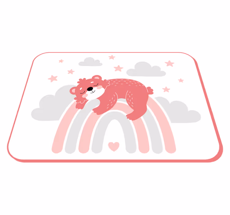 Tapis vinyle chambre bébé arc-en-ciel et ours endormi - TenStickers