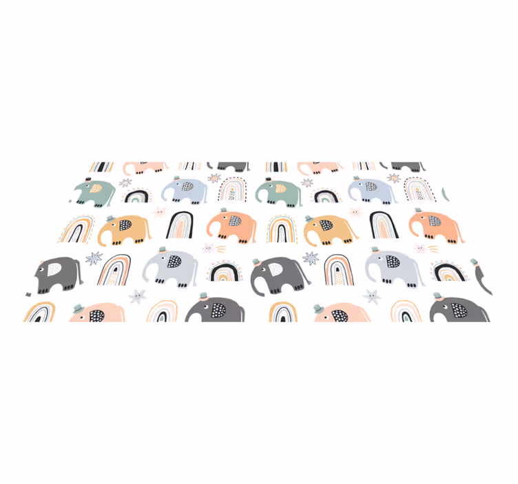 Tapis vinyle chambre bebe vinylee éléphants multicolores - TenStickers