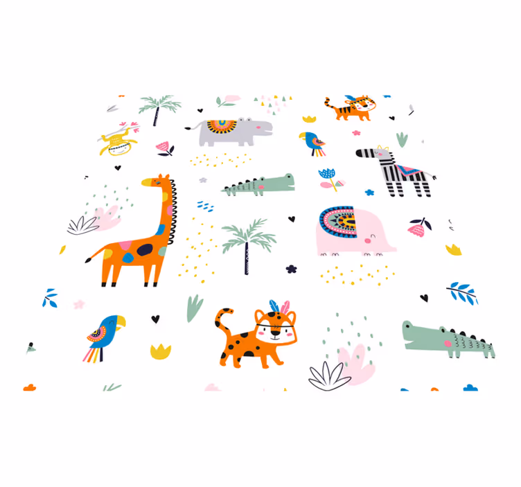 Tapis vinyle chambre bebe Animaux nordiques sauvages - TenStickers