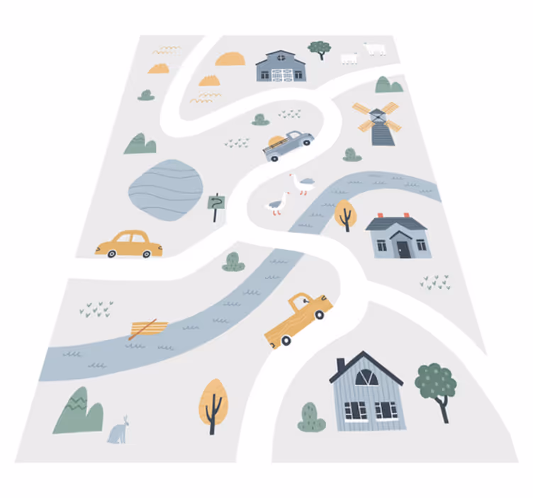 Tapis vinyle voiture conception de route ludique - TenStickers