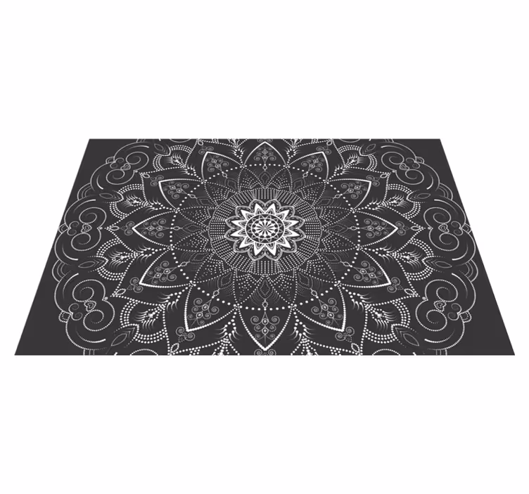 Tapis vinyle mandala symétrie tons noirs - TenStickers
