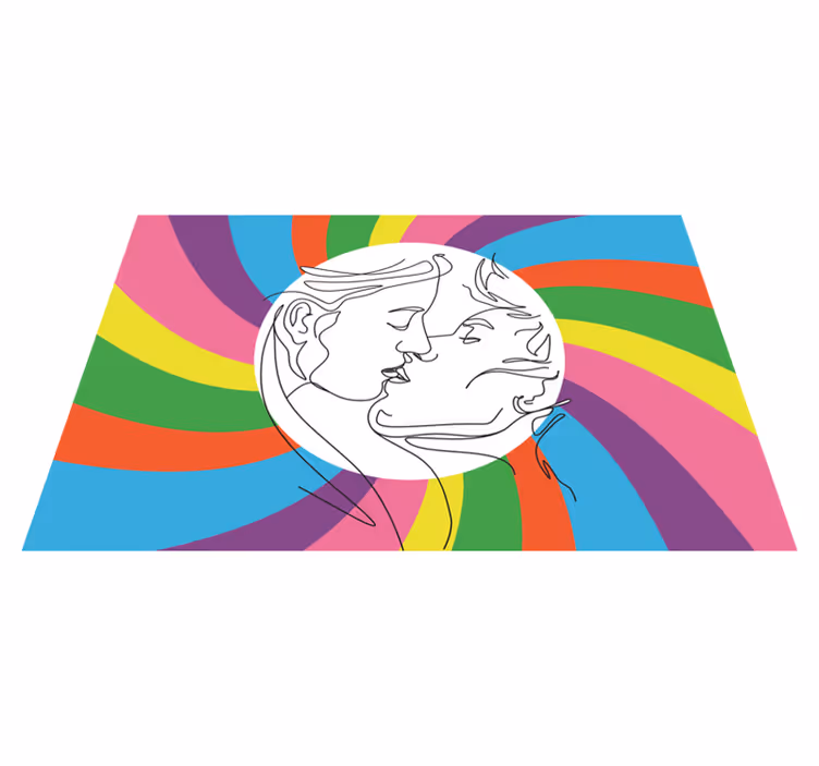 Tapis vinyle silhouette de baiser coloré - TenStickers