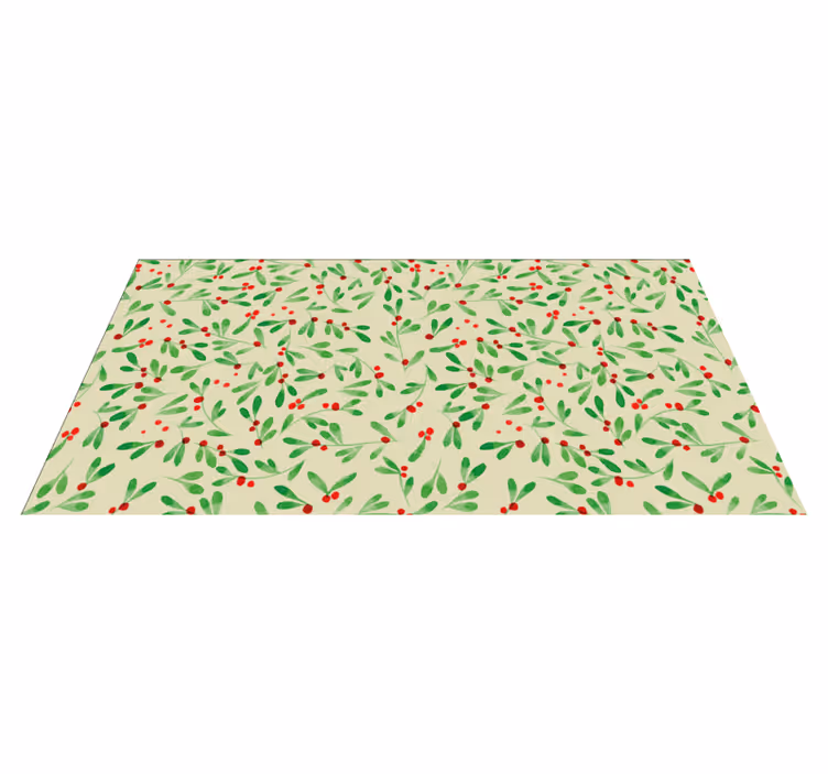 Tapis vinyle Noël motif de gui baies rouges - TenStickers