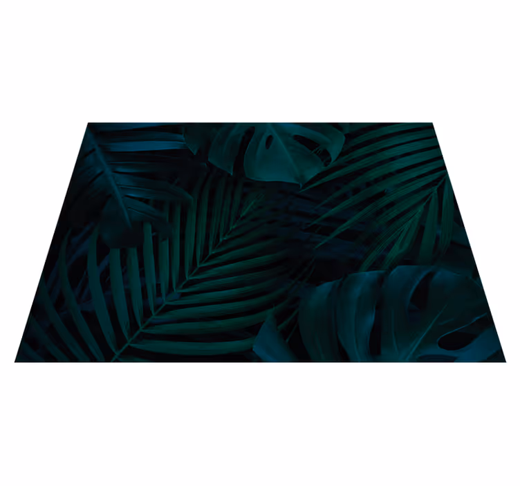 Tapis vinyle fleurs et plantes feuillage tropical sombre - TenStickers