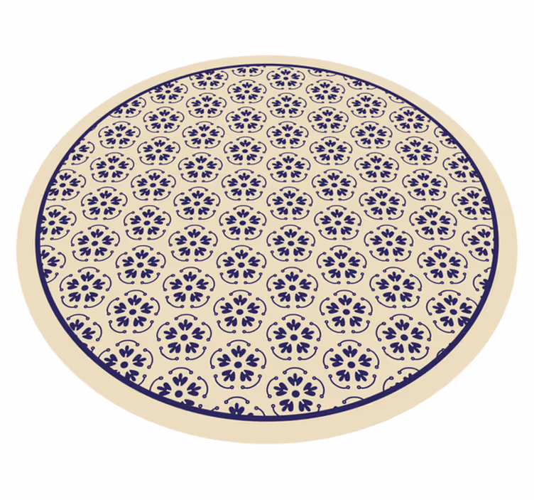Tapis vinyle fleurs et plantes motif de mosaïque circulaire - TenStickers