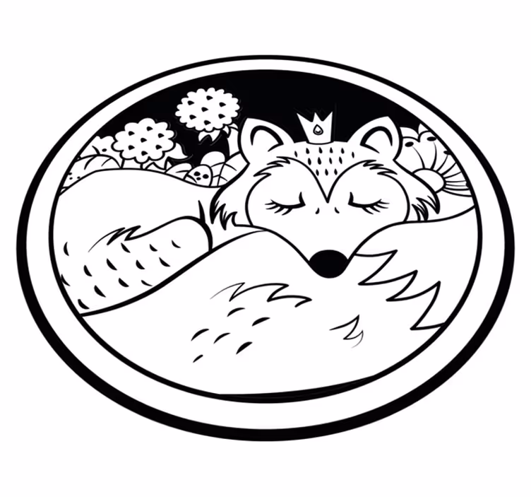Tapis vinyle animal rond renard endormi - TenStickers