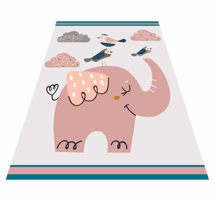 Tapis vinyle pour enfants éléphant et oiseaux - TenStickers