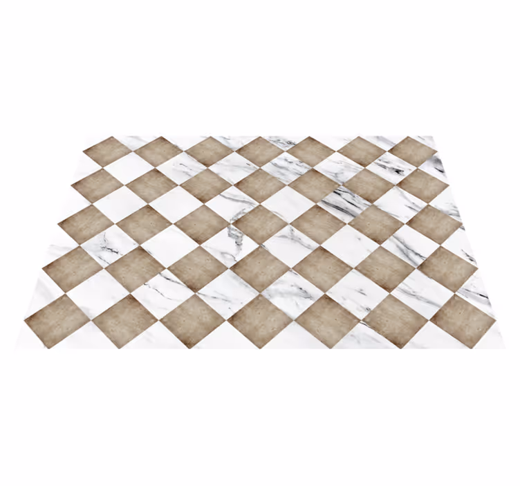 Tapis vinyle marbre carreaux en diagonale  - TenStickers