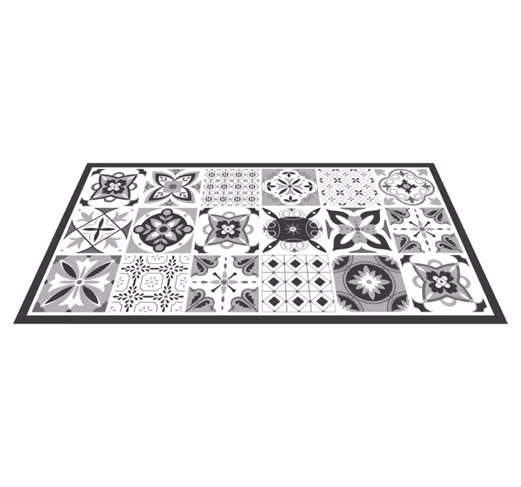 Tapis vinyle carreaux de ciment motifs tons gris - TenStickers