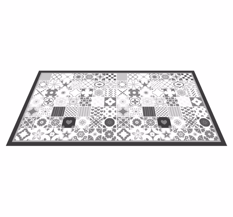 Tapis vinyle carreaux de ciment composition patchwork - TenStickers
