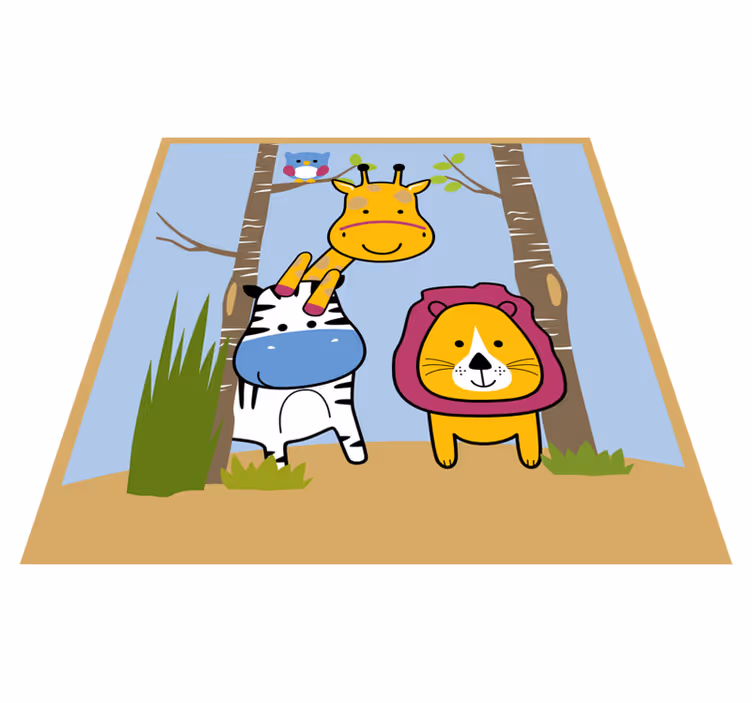 Tapis vinyle pour enfants personnages animaux - TenStickers