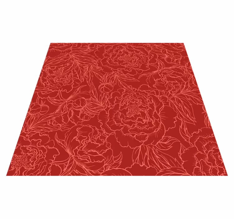 Tapis vinyle fleurs et plantes motif floral rouge - TenStickers