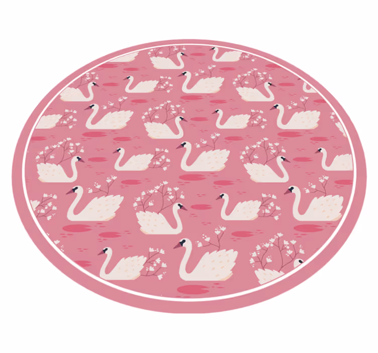 Tapis vinyle salle de bain cygnes rose - TenStickers