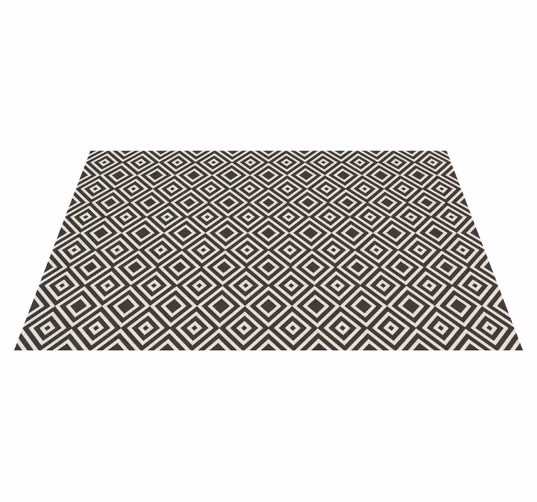 Tapis vinyle geometrique vinyle carré gris et blanc - TenStickers