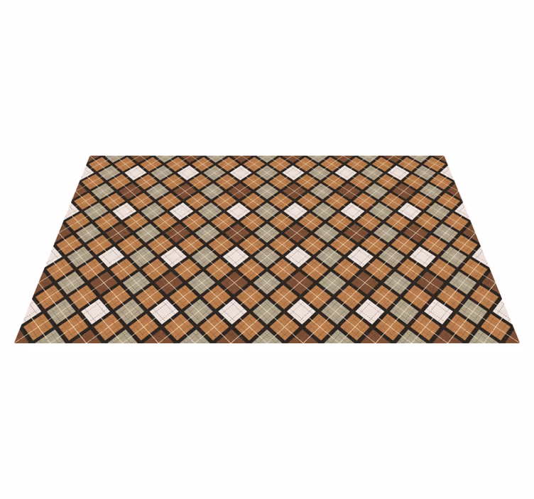Tapis vinyle carreaux de ciment motif en mosaïque tons bruns - TenStickers