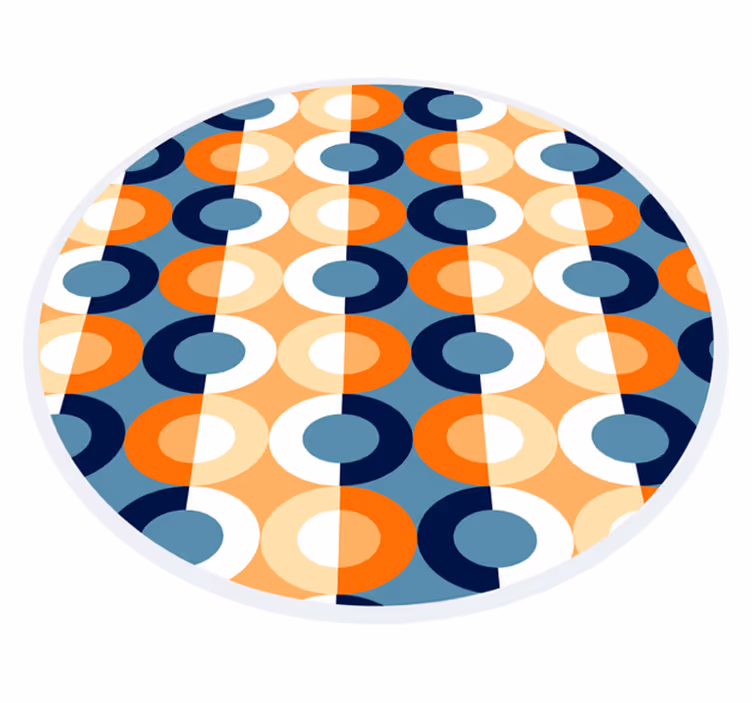 Tapis vinyle géométrique motif circulaire bleu et orange - TenStickers
