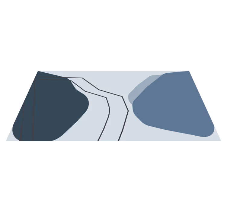 Tapis vinyle minimaliste Dessin abstrait blanc et bleu - TenStickers