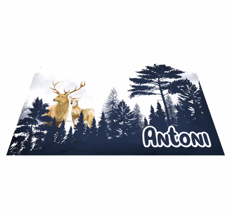 Tapis vinyle personnalisé silhouette de la faune forestière - TenStickers
