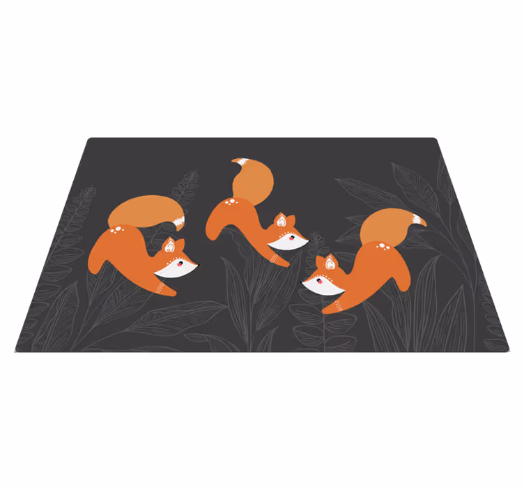 Tapis vinyle animal motif de renards joueurs - TenStickers