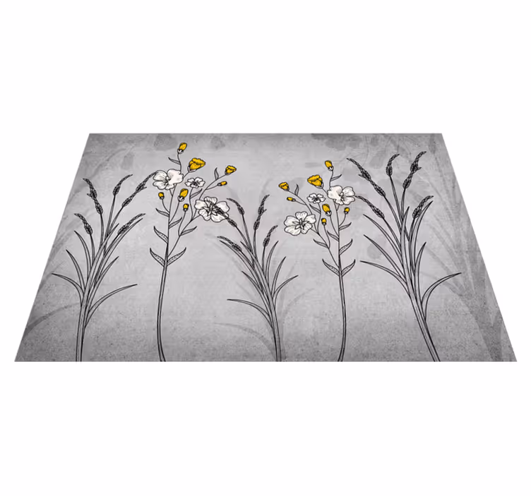 Tapis vinyle salon Plantes grises de style scandinave - TenStickers