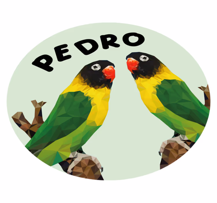 Tapis vinyle avec nom Paire d'oiseaux géométriques-animaux - TenStickers
