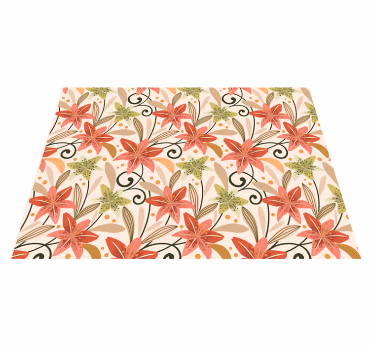 Tapis vinyle fleurs et plantes motif de tourbillon floral - TenStickers