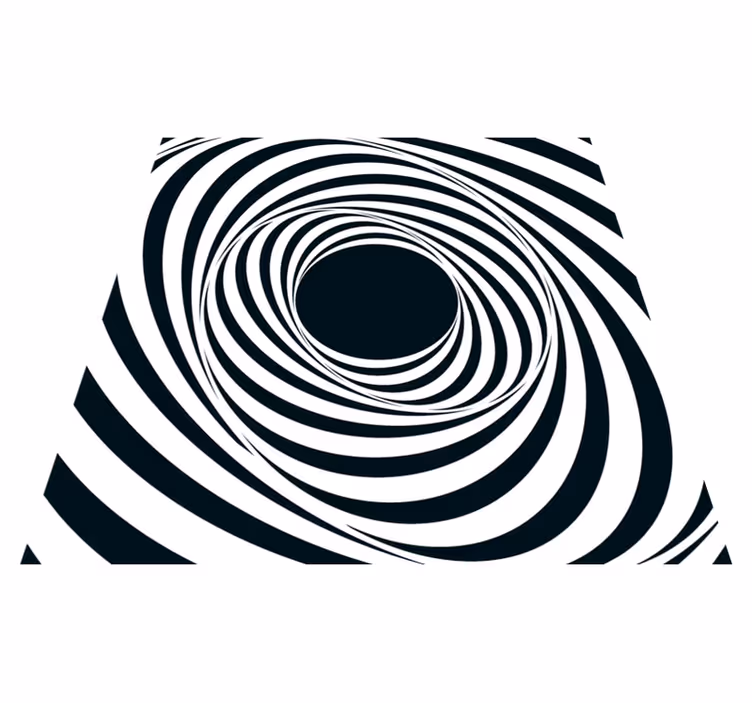 Tapis vinyle géométrique motif tourbillonnant noir et blanc - TenStickers