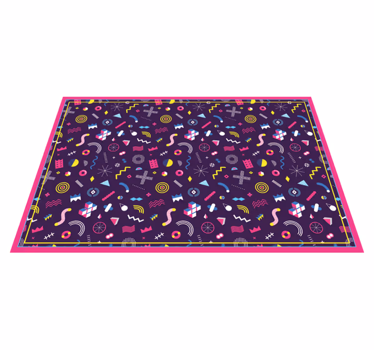 Tapis vinyle retro Modèle de jeu memphis - TenStickers