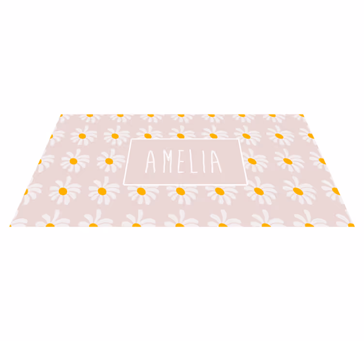 Tapis vinyle avec nom motif de marguerite personnalisé - TenStickers