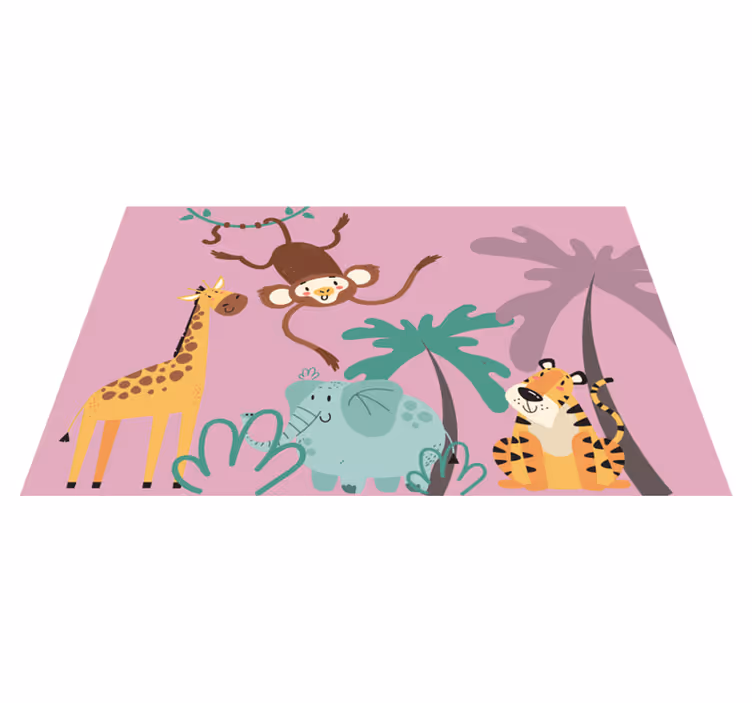 Tapis vinyle animal dessin animaux de safari colorés - TenStickers