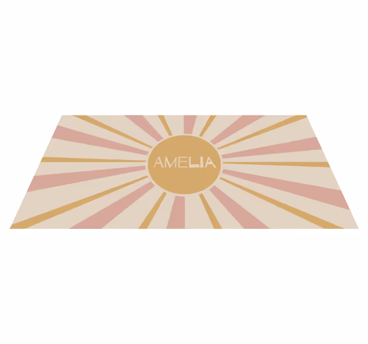 Tapis vinyle avec nom motif soleil pastel - TenStickers